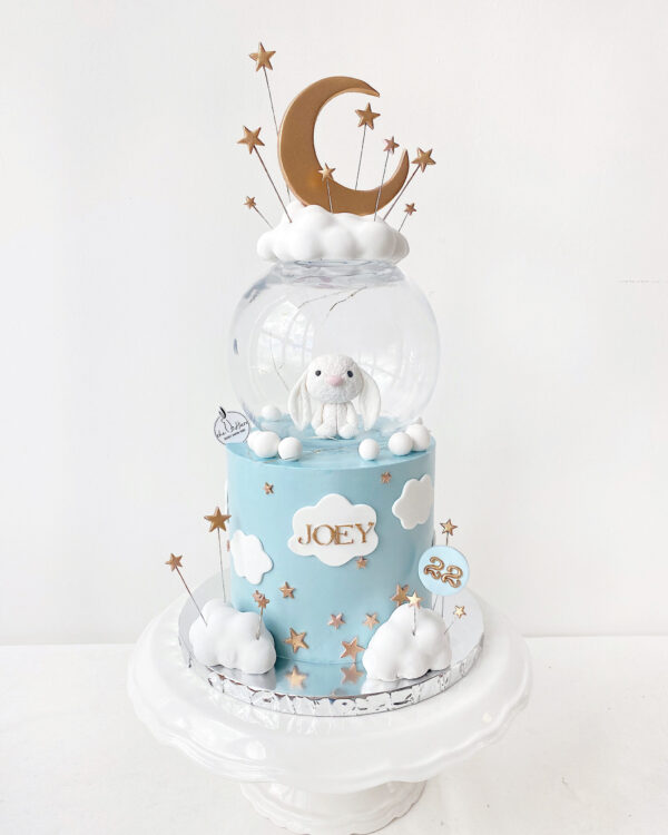 bunny inside snow globe